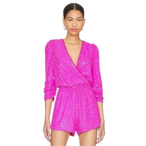 NWT XXS Generation Love Allegra Sequin Romper in Hot Pink $385